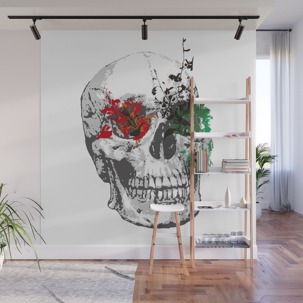 Flower Skull Wall Mural by pablorodriguez