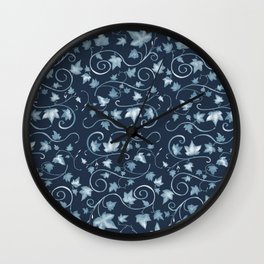 Ivy vine blue ornamental pattern Wall Clock
