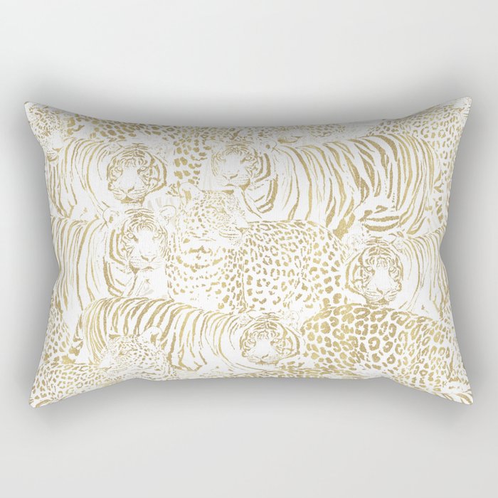 Gold Leopard Tiger Animals Rectangular Pillow