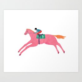 The fastest pink horse run Art Print