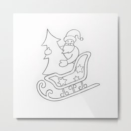 Santa is Coming! Metal Print | Drawing, Ink Pen 