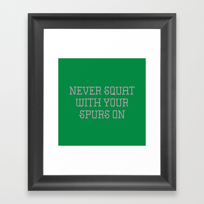 Cautious Squatting, Pink and Green Framed Art Print