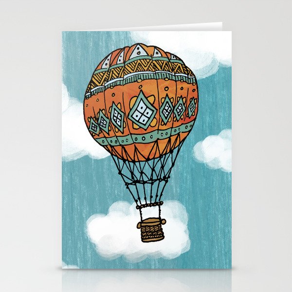 Hot Air Ballon in the Sky Stationery Cards