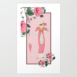 Woman Fine Art - Fashion Style - Pink Flower Art Print
