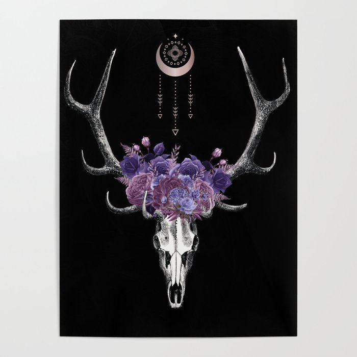 Floral Desert Skull Poster