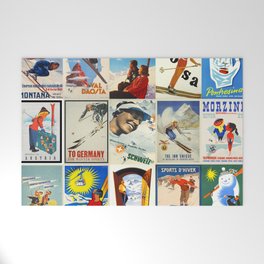 Vintage Skiing Posters Welcome Mat