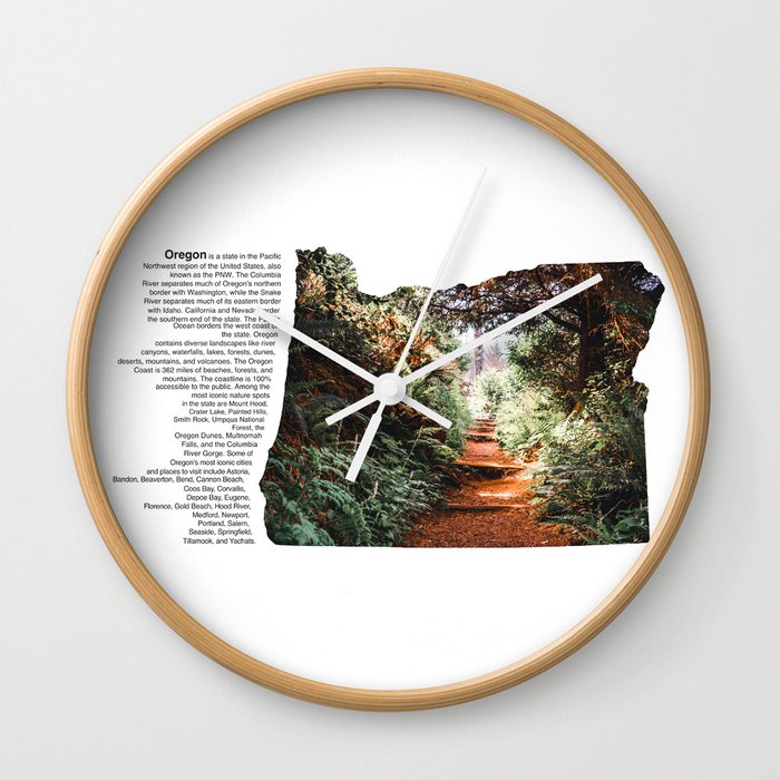 Oregon Coast Forest Map Wall Clock