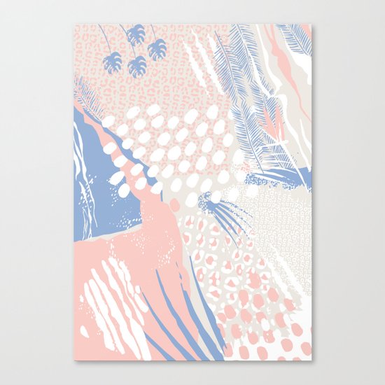 wild cats winter print (rose quartz and serenity) Canvas Print