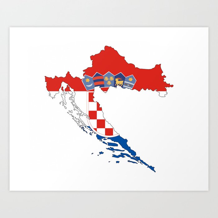 Croatia Flag Map Art Print By Tony4urban