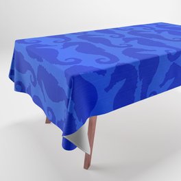 Blue Silk Metallic Seahorse Modern Collection Tablecloth