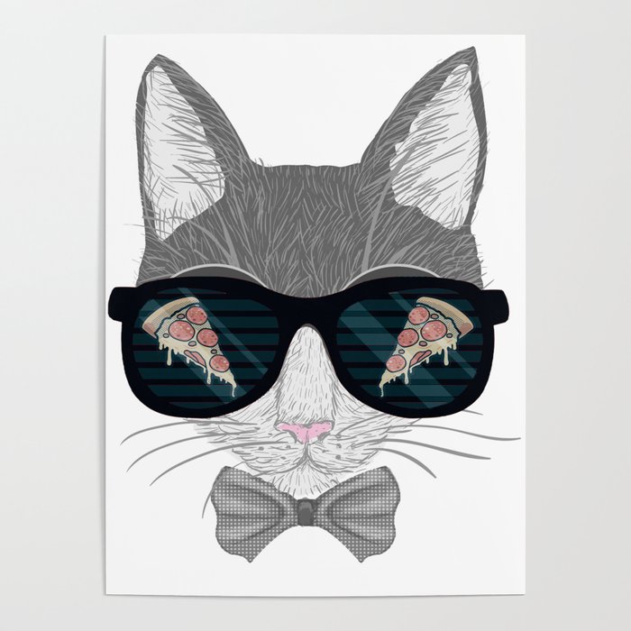 Cat in Pizza Shades Poster