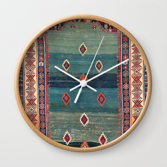 Sivas Antique Turkish Niche Kilim Print Wall Clock