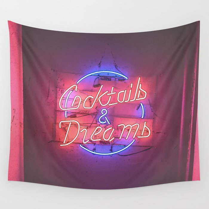 Cocktails & Dreams Neon Wall Tapestry