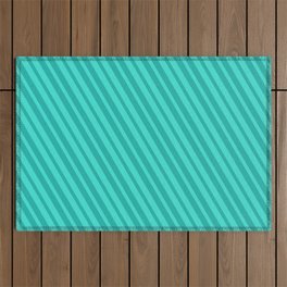 [ Thumbnail: Light Sea Green and Turquoise Colored Lines/Stripes Pattern Outdoor Rug ]