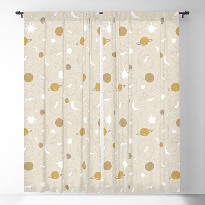 Flying Horses and Yellow Planets Blackout Curtain