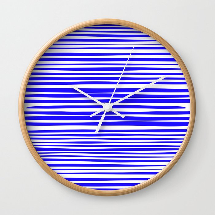 Natural Stripes Modern Minimalist Pattern in Electric Blue Wall Clock