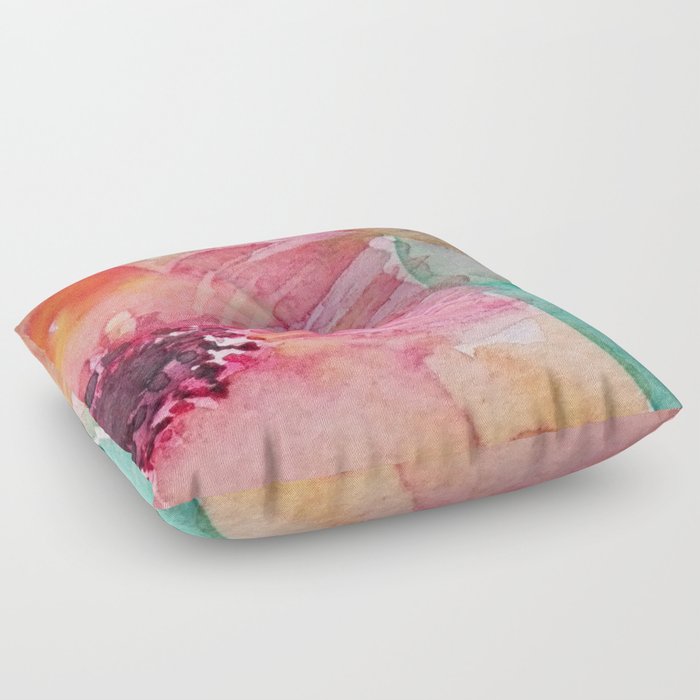 Watercolor flowers and leaves Floor Pillow
