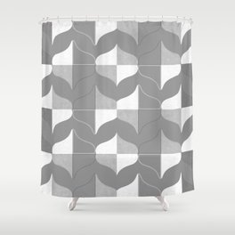 WHALE SONG Midcentury Modern Organic Shapes Neutral Gray Shower Curtain