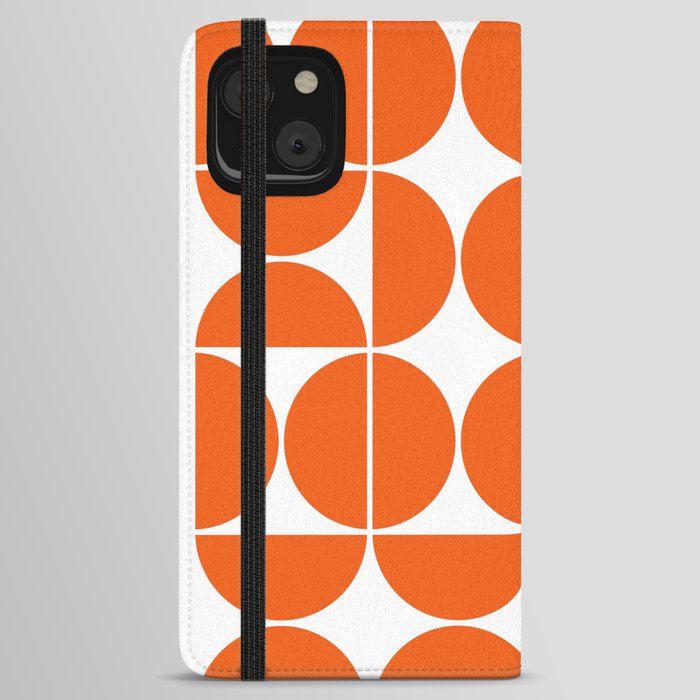 Mid Century Modern Geometric 04 Orange iPhone Wallet Case
