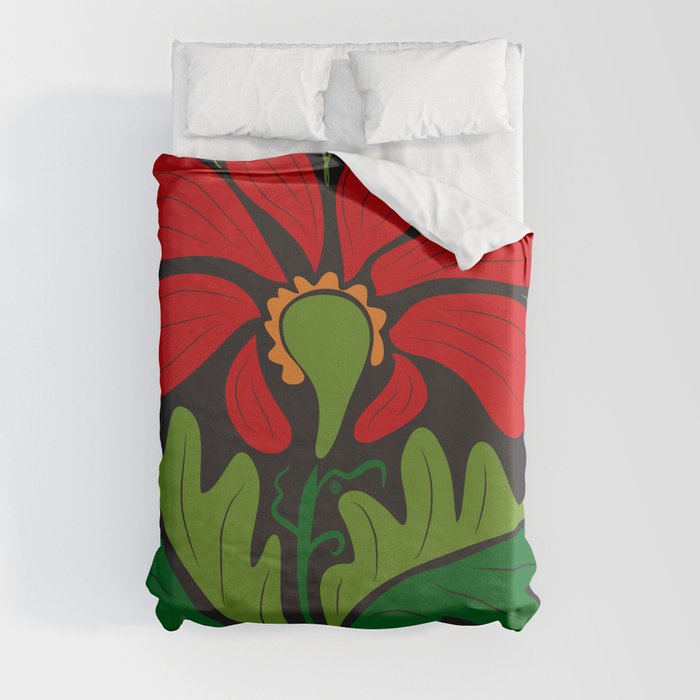 Big Red Dahlia (abstract hand-drawn flower) Duvet Cover