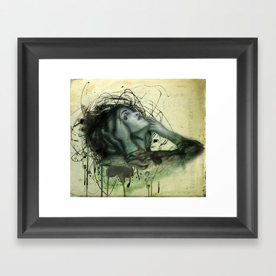 Grunge Goth Lady in a Hood Framed Art Print