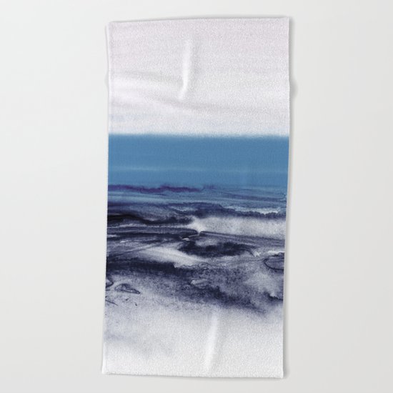 watercolor landscape - blue Beach Towel