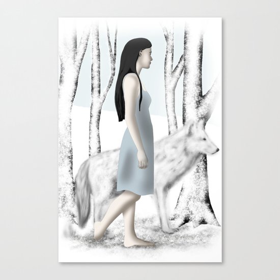 Girl with her Dog Canvas Print