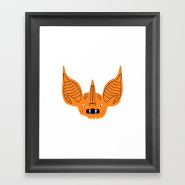 Funny halloween bat animal cartoon face Framed Art Print
