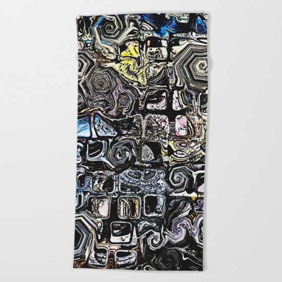 Distorted Shapes And Text Beach Towel