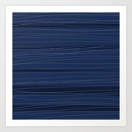 Wavy Lines Indigo Dark Blue Navy Art Print