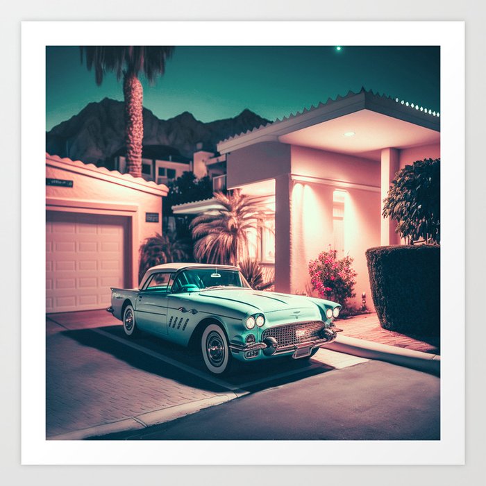Palm Springs Vintage Car Art Print