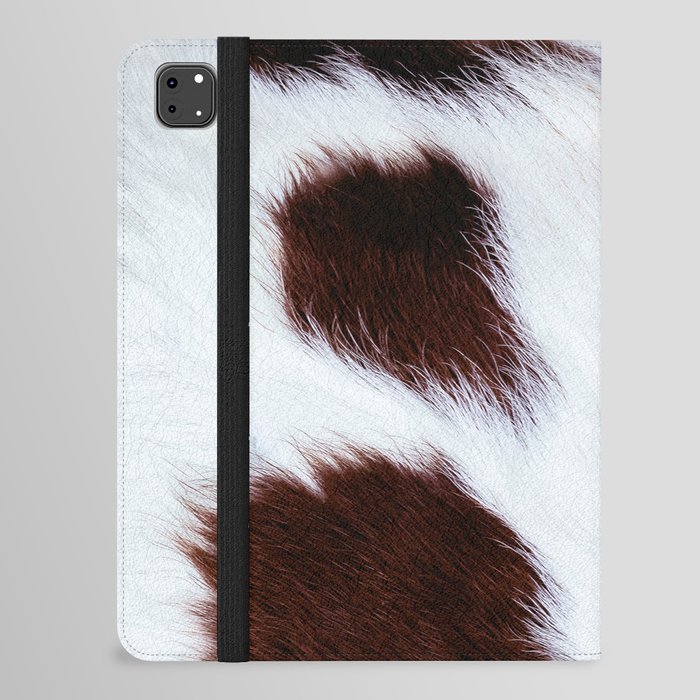 White Cowhide with Brown Spots iPad Folio Case