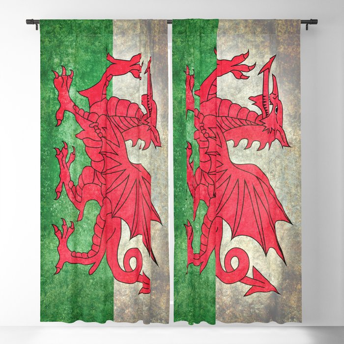 Grungy Welsh Flag of Wales Blackout Curtain