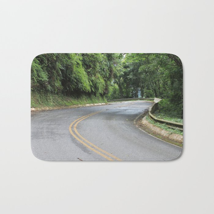 Brazil Photography - Curving Road Going Through The Rain Forest Bath Mat