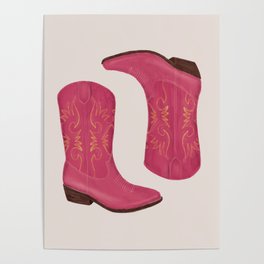 Cowgirl Boots - Pink Poster
