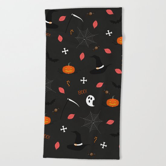 Halloween Pattern Beach Towel