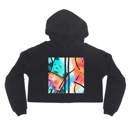 Abstract watercolor Brush Strokes, Artistic Colors, Mint Copper Black Lines Creative Illustration Hoody