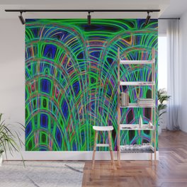 Psychedelic Bright Neon Green Abstraction Wall Mural