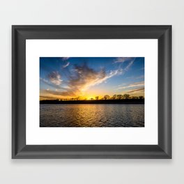 Lake Light - Scenic Sky at Sunset Over Kaw Lake on Winter Evening in Oklahoma Framed Art Print