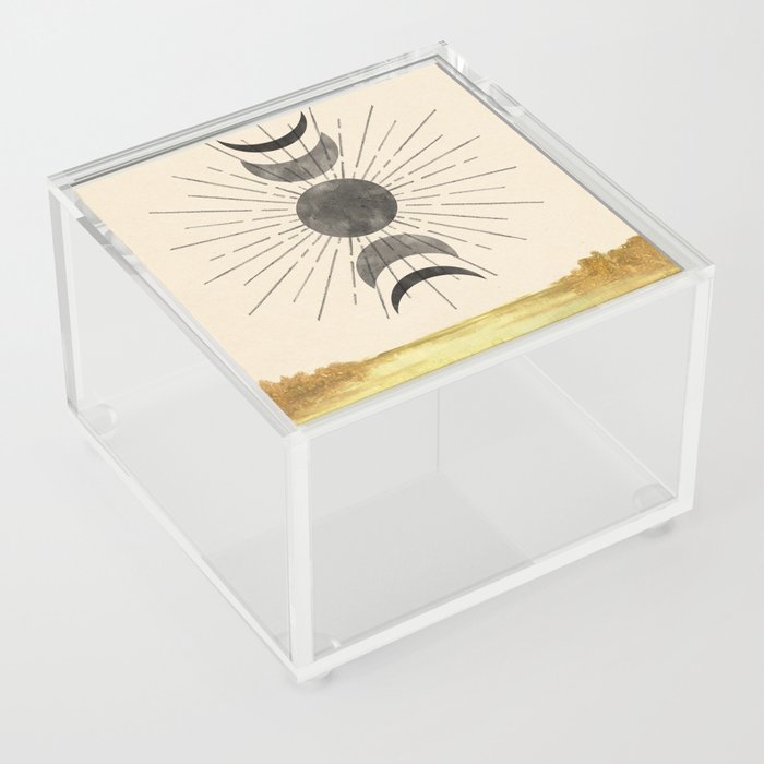 Abstract landscape and moon phases Acrylic Box