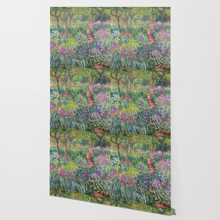 The Iris Garden At Giverny By Claude Monet Wallpaper By