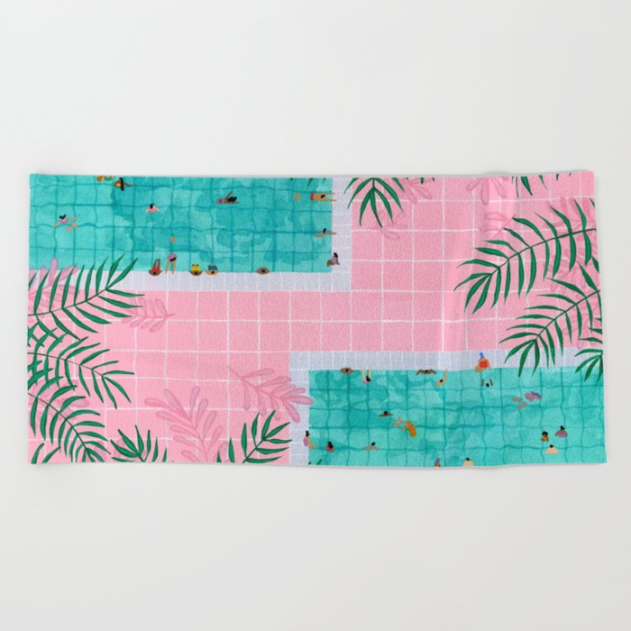 Two pool vacation Beach Towel