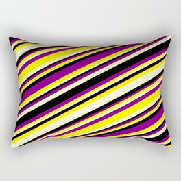 [ Thumbnail: Purple, Yellow, Light Yellow & Black Colored Lines/Stripes Pattern Rectangular Pillow ]