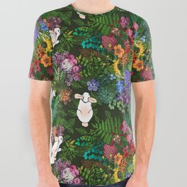 Rabbits in a Rainbow Garden  All Over Graphic Tee