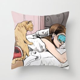 Holly Golightly the cat with no name - Audrey Hepburn in Breakfast at Tiffany's Throw Pillow