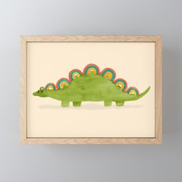 Rainbow colored dinosaur (stegosaurus) Framed Mini Art Print