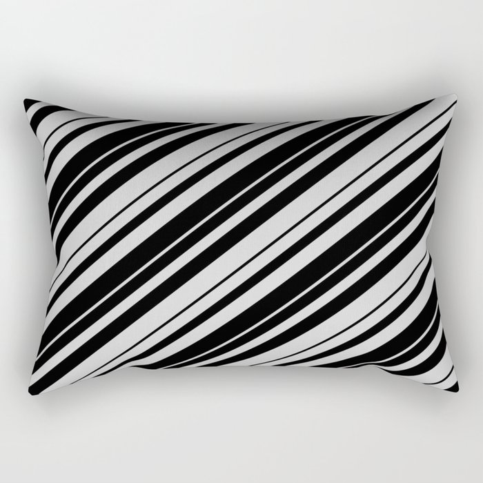 Black & Light Grey Colored Pattern of Stripes Rectangular Pillow