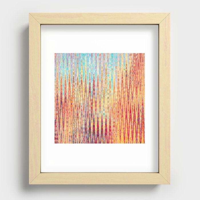 Neon Bright Abstract Zigzag Art Recessed Framed Print