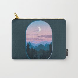 View from the Window - Moonlit Mountains Carry-All Pouch | Clouds, Landscape, Window, Creativebakergb, Digital, Moonlight, Viewfromwindow, Reflection, Forest, Watercolor 