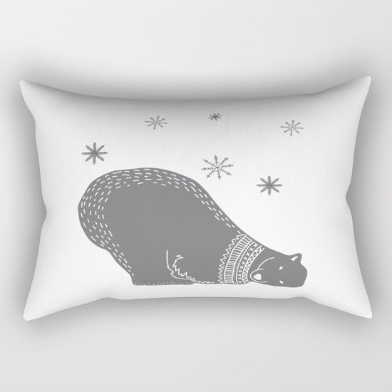 Merry christmas- Polar bear - Animal Watercolor Illustration Rectangular Pillow